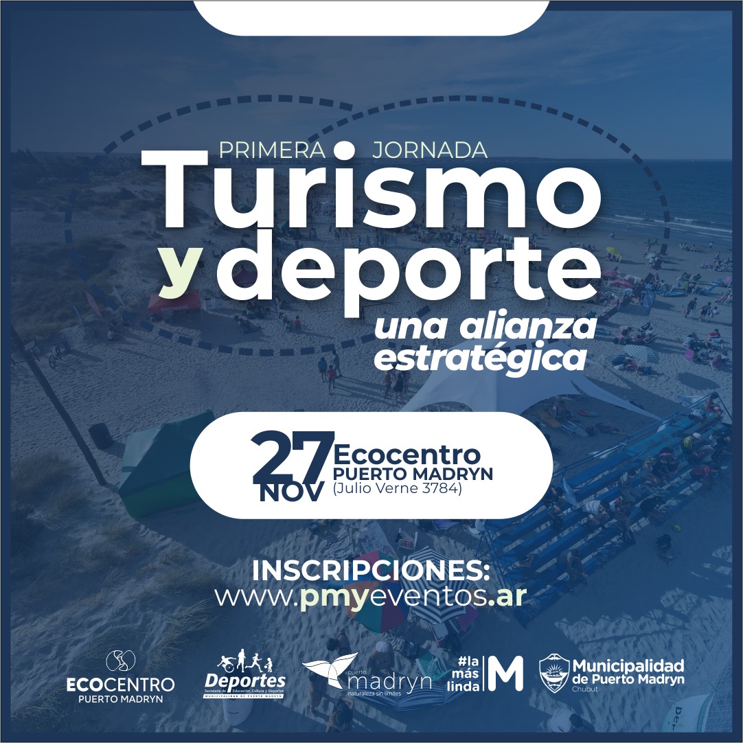 #MADRYN SUMATE A LA PRIMERA JORNADA "TURISMO Y DEPORTE, UNA ALIANZA ESTRATÉGICA" 🏖️⚽

📅 Miércoles 27 de noviembre
🕛 12:00 hs
📍 Ecocentro Puerto Madryn (Julio Verne 3784)

📩 Inscribite escribiendo a: pmyeventos@gmail.com

¡No te lo pierdas! 🙌