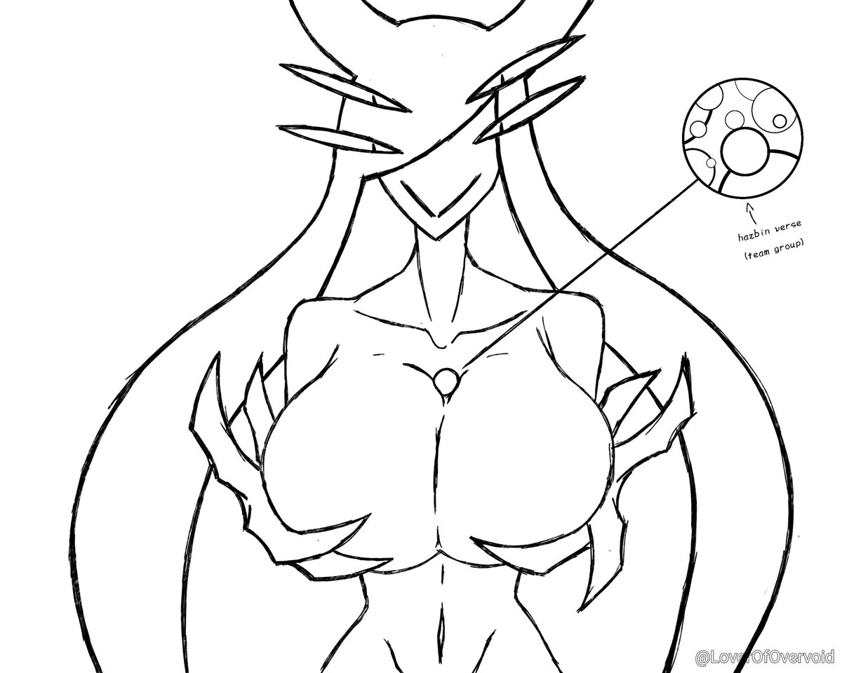 I don't think anyone will criticize me for putting boobs on a genderless being 👍

#Void #HazbinHotel #fanart #sketch #boobs