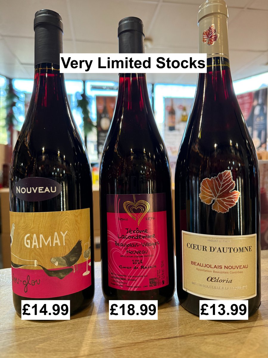 C'est ici, c'est arrivé. Our Beaujolais Nouveau is in the shop. We've got very limited stocks, so pop in early to grab one for the weekend.