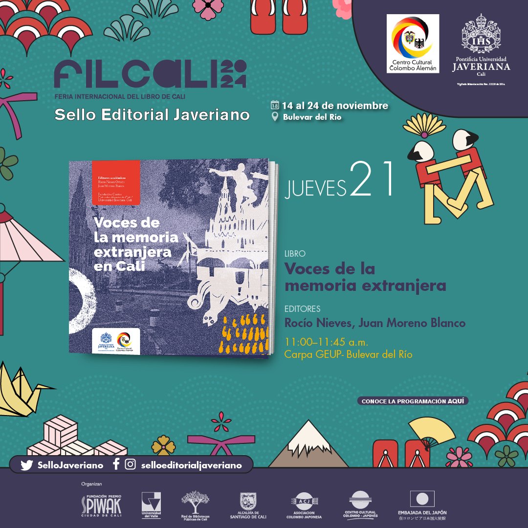 ✨ ¡Gracias, Cali! Hoy cerramos nuestra participación en la #FilCali2024 con nuestras dos últimas presentaciones. 📚🙌 Gracias a todos por ser parte de esta gran experiencia. ¡Nos vemos en la próxima! 💙 #SelloEditorialJaveriano