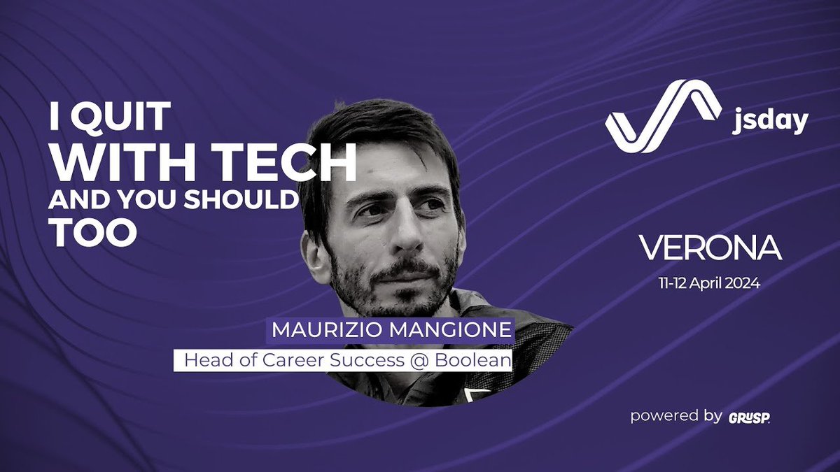 granze's tweet image. &quot;I Quit with Tech, and You Should Too&quot; was the title of the talk I gave earlier this year at @jsconfit 
The topics covered during the talk are really important to me, but probably they are for you as well.

📽️youtube.com/watch?v=M2E4Vf…