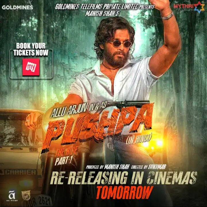 MaharashtraAAFC's tweet photo. Br ready North @alluarjun fans!! 💥

#PushpaTheRise - Part 1 Re - Releasing from tomorrow in your nearest theatre 🔥🔥

Book your tickets on Bookmyshow :https://t.co/LK6b4hwy00

#PushpaTheRiseHindi @PushpaMovie @GTelefilms https://t.co/P6fS6xS3v7