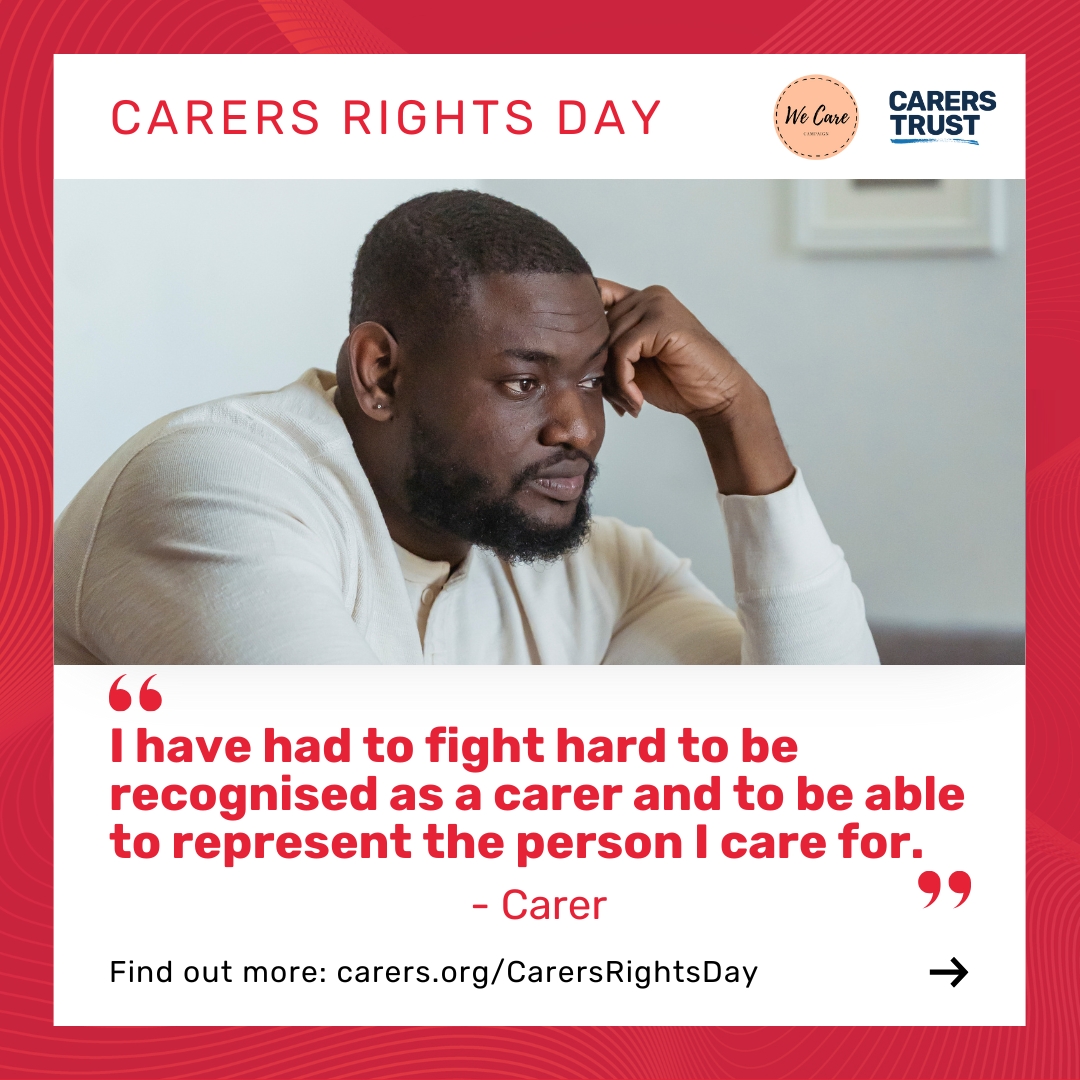 No carer should have to fight to be recognised or heard!

It’s time for real change to ensure carers get the respect and support they deserve.

Learn more about what can be done this #CarersRightsDay: carers.org/CarersRightsDay