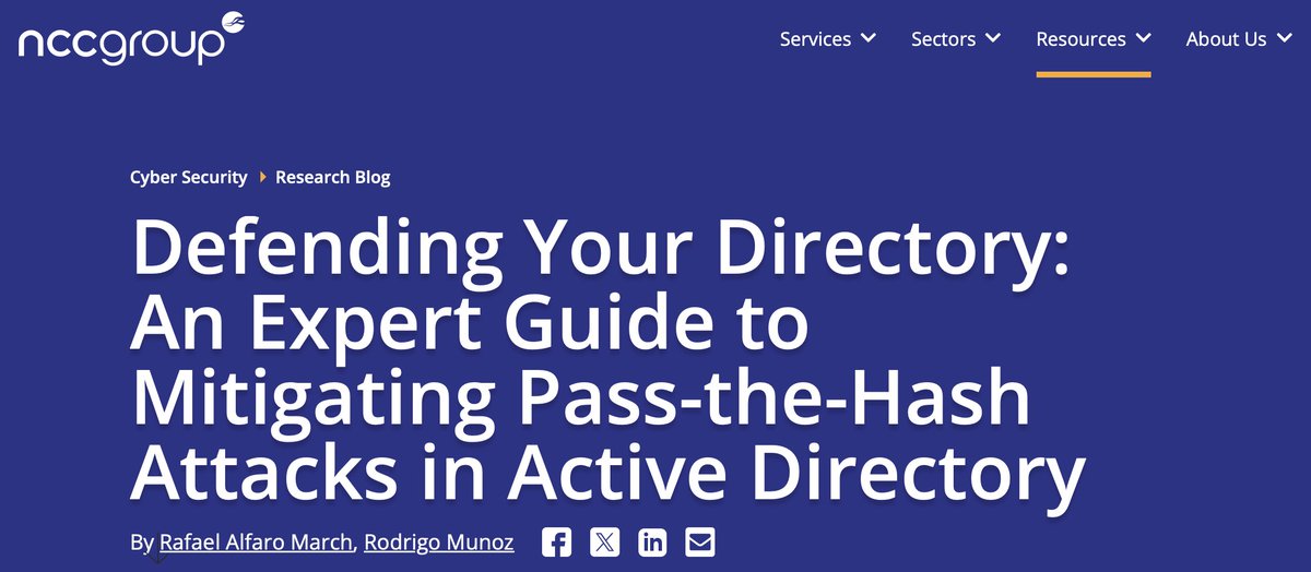 New blog out now:

🔍 Defend Your Directory! 

Dive into our expert guide on mitigating Pass-the-Hash attacks in Active Directory. Protect your network’s trust from counterfeiters! 👇

Read more: nccgroup.com/us/research-bl… 

#CyberSecurity #ActiveDirectory #ITSecurity