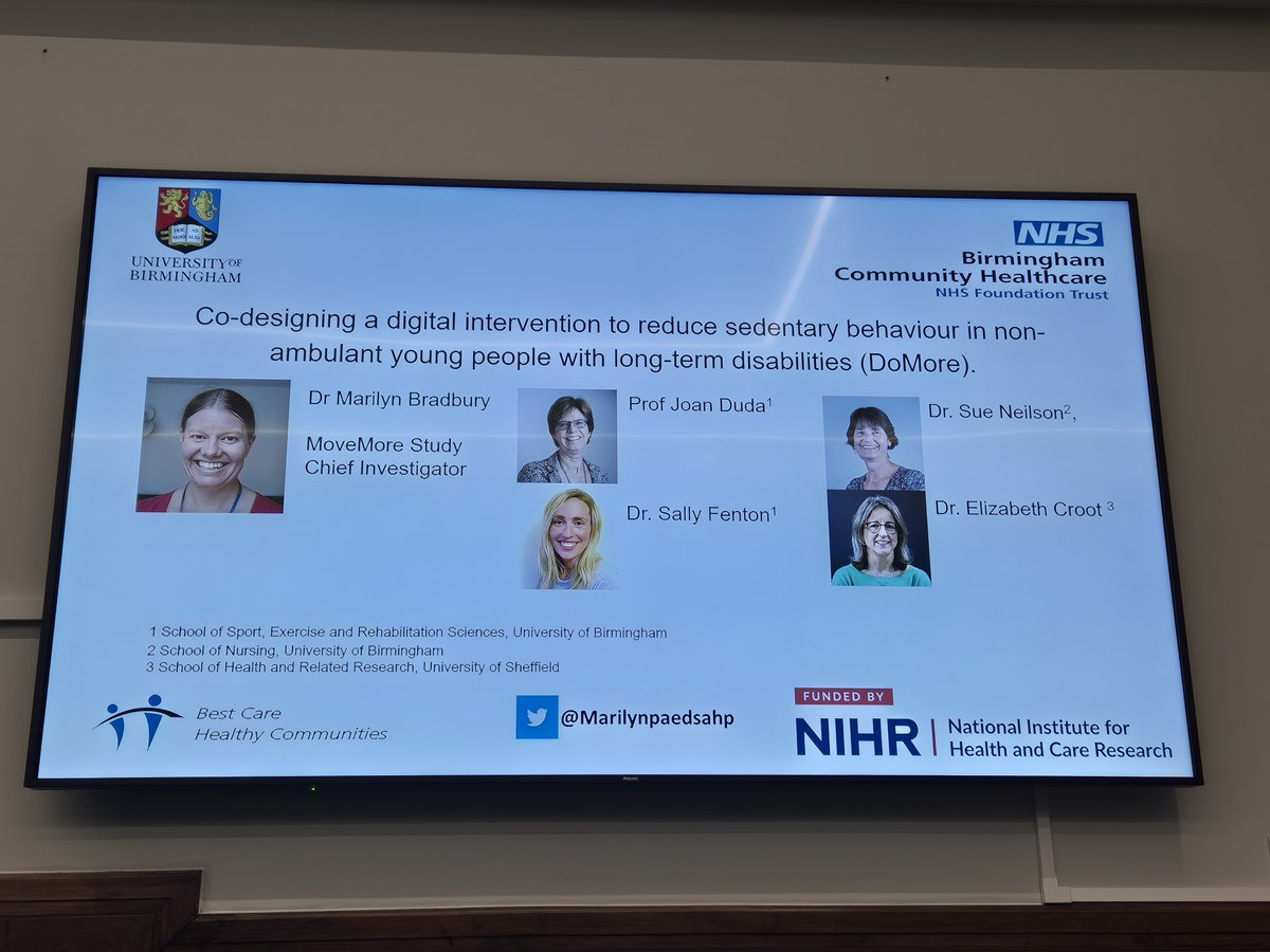 CAHPR West Mids (@cahprwestmids) on Twitter photo Dr Marilyn Bradbury presents the co-design of a digital intervention to reduce sedentary behaviour in non-ambulant young people with long-term disabilities <a href="/Marilynpaedsahp/">Dr Marilyn Bradbury</a> <a href="/unibirmingham/">Uni of Birmingham</a> <a href="/bhamcommunity/">@bhamcommunity</a> <a href="/OfficialCAHPR/">OfficialCAHPR</a> Dr Marilyn Bradbury presents the co-design of a digital intervention to reduce sedentary behaviour in non-ambulant young people with long-term disabilities <a href="/Marilynpaedsahp/">Dr Marilyn Bradbury</a> <a href="/unibirmingham/">Uni of Birmingham</a> <a href="/bhamcommunity/">@bhamcommunity</a> <a href="/OfficialCAHPR/">OfficialCAHPR</a>