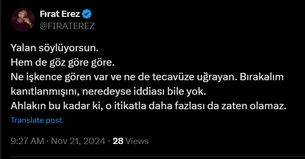 edipyuksel's tweet photo. Dünyanın, hatta İsrail'deki İnsan Hakları dernekleri ve Birleşmiş Milletler tarafından bir yıldan fazladır belgeleriyle ilan edilerek lanetlenen ve Netanyahu tarafından AMELEK koduyla resmen ilan edilen yüzlerce soykırım, işkence, cinsel tecavüz haberlerine körsün galiba. 

Burada her gün gördüğümüz yüzlerce video ve itirafa da körsün. 

Senin yalancı ve iftiracı olduğunu kanıtlayan binlerce haber ve belge var. Bunlardan sadece birini paylaşıyorum. İsrail'in soykırımına destek olan ve Z-tarikat tarafından itiraf edilen işkence ve cinsel tecavüz.

https://t.co/nav0GS8TVf

https://t.co/TYvhGZFUlH

Burada binlerce kanıt paylaşıldı. Hepsini inkar ettiğine göre ya soykırımcı Z-tarikatına üye olmuşsun, ya onlara vicdanını satmışsın veya ahmaksın.

Bu üç ihtimalin dışında başka ihtimal var mı bilmiyorum; ama senin gibi vicdansız imansızlarla (vicdanlı imansızlar ayrı) vakit kaybetmeyeceğim.

Vicdanı bu kadar kararmış bir soykırım taraftarını engelliyorum. Cehennemin dibine kadar yolun var.

@FIRATEREZ