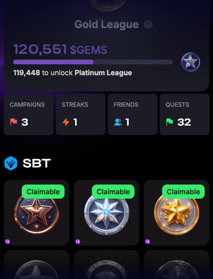 Claim your League SBTs!

We’re excited to announce a new feature — Claimable League SBTs! 

Now, you can make your League achievements official by claiming your Ton Society SBT achievement badge! 🏆

Claim Your League SBTs Now: t.me/GleamRewardsBo…