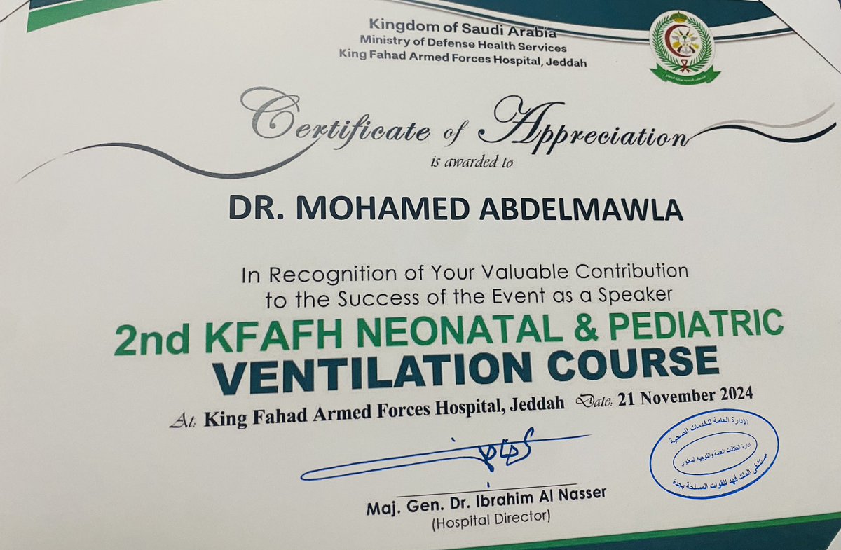 Mohamed Abdelmawla (@mouhameddiabafr) on Twitter photo It was an honor to share in this amazing course with collaboration between Pediatric and neonatal intensive care under leadership of <a href="/AdeebKhawaji/">أديب بن طاهر خواجي Adeeb Khawaji</a> <a href="/N_Alkafi/">Nisreen AlKafi</a> <a href="/adohain/">Ahmed Dohain</a> and all our colleagues from <a href="/KfafhP/">KFAFH PAEDS</a> <a href="/KFAFHneo/">KFAFH.Neonatal</a> It was an honor to share in this amazing course with collaboration between Pediatric and neonatal intensive care under leadership of <a href="/AdeebKhawaji/">أديب بن طاهر خواجي Adeeb Khawaji</a> <a href="/N_Alkafi/">Nisreen AlKafi</a> <a href="/adohain/">Ahmed Dohain</a> and all our colleagues from <a href="/KfafhP/">KFAFH PAEDS</a> <a href="/KFAFHneo/">KFAFH.Neonatal</a>