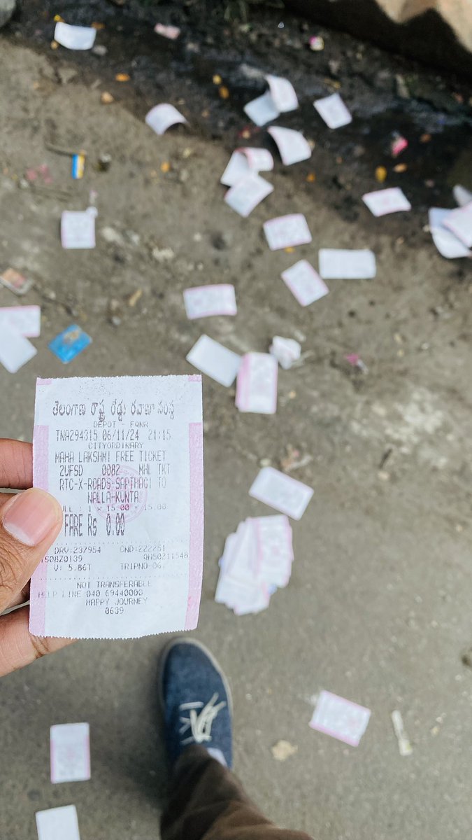 PSReddy916's tweet photo. I don’t know why this many Mahalakshmi tickets on the road side I found this tickets at KPHB is RTC claiming the tickets from govt without punching in the bus is there any conspiracy behind this zero ticket in between govt and RTC @tgsrtcmdoffice @TGSRTCHQ https://t.co/EnDkov70YN