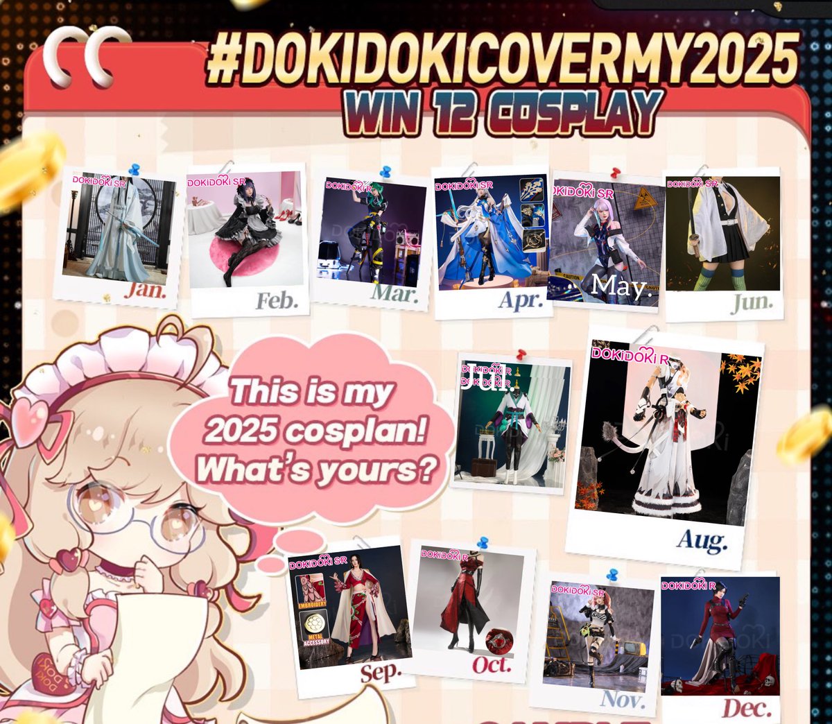 luocosplays's tweet photo. 12 FREE COSPLAY GIVEAWAY 💯

╔═══❖•ೋ° - °ೋ•❖═══╗
.
@dokidokicostume is picking 3 winners to send 12 cosplay sets! Thanks to the sponsor we can every month cosplay for free in 2025! Good luck everyone ^^
╚═══❖•ೋ° - °ೋ•❖═══╝
.
.
🏷
#dokidokicovermy2025 https://t.co/pA0j1hyQ5b