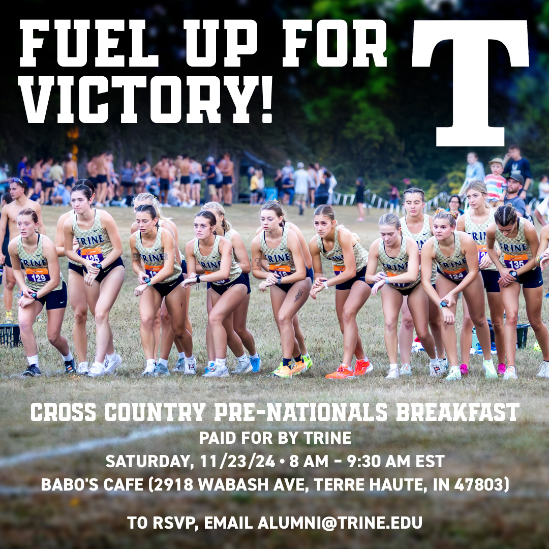 TrineAlumni (@trinealumni) on Twitter photo Join us Sat. to cheer on 8 <a href="/TrineXCTF/">Trine Cross Country/Track & Field</a> athletes as they compete in NATIONALS in Terre Haute, IN! ⚡️Before the meet, be our guest at Babo’s Café 8-9:30 AM for a delicious breakfast & great company with fellow Thunder fans! Free & open to all. ‼️RSVP at alumni@trine.edu‼️ #GoThunder Join us Sat. to cheer on 8 <a href="/TrineXCTF/">Trine Cross Country/Track & Field</a> athletes as they compete in NATIONALS in Terre Haute, IN! ⚡️Before the meet, be our guest at Babo’s Café 8-9:30 AM for a delicious breakfast & great company with fellow Thunder fans! Free & open to all. ‼️RSVP at alumni@trine.edu‼️ #GoThunder