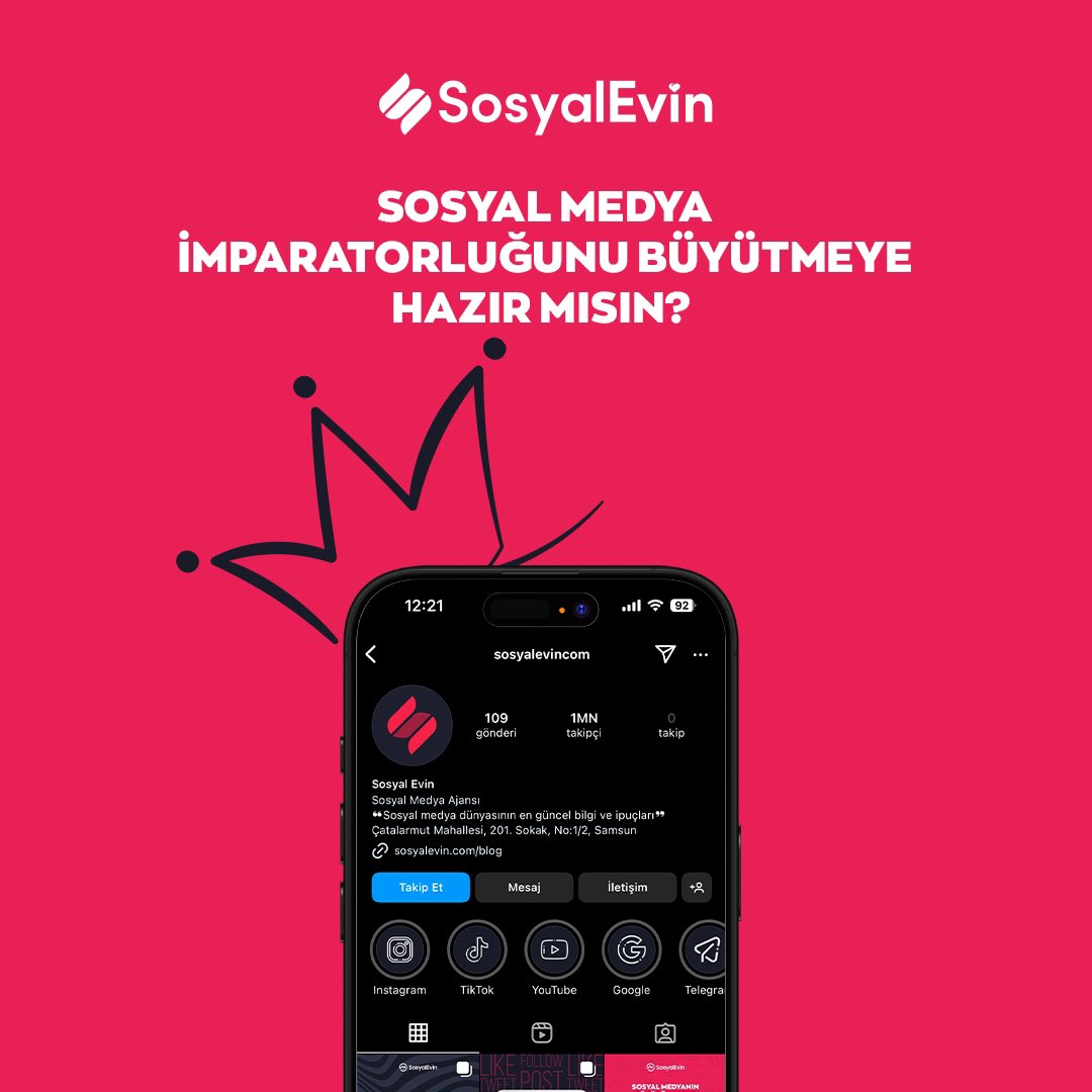Sosyal medya bir imparatorluk tahtı ve kendini göstermen için seni bekliyor! 👑