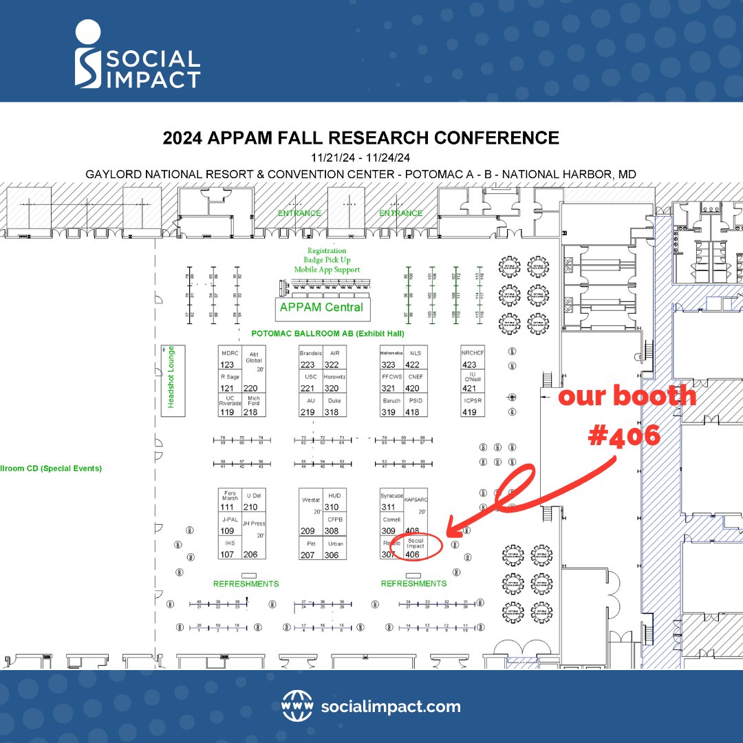 Social Impact is thrilled to attend the <a href="/APPAM_DC/">APPAM</a> 2024 Fall Research Conference from November 21-23 at National Harbor, Maryland! 🎉

📍 Visit us at Booth #406 in the Potomac Ballroom AB exhibit hall to learn about our impact on US research and evaluation! #2024APPAM