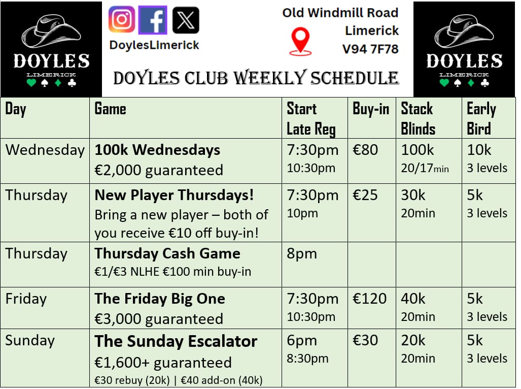 Weekly schedule winter 2024: