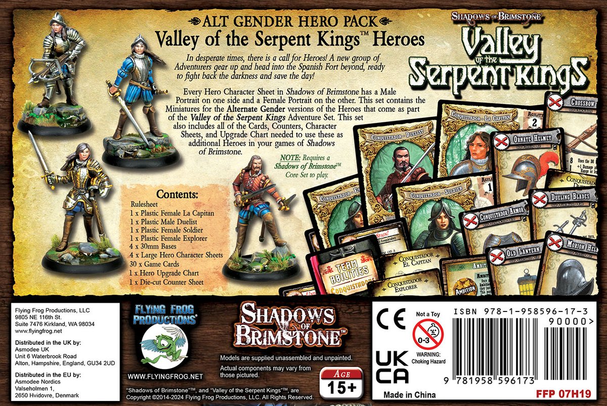 New Alt-Gender Hero Packs for Gates of Valhalla and Valley of the Serpent Kings are hitting game stores today! If your local game shop doesn't have these, be sure to let them know to order them now.
#tabletopgames #miniaturepainting #shadowsofbrimstone #games