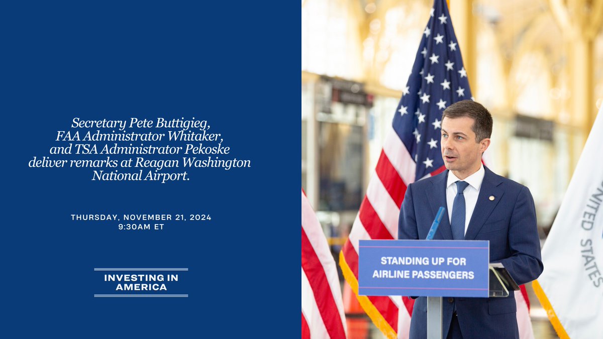 SecretaryPete's tweet photo. I’m sharing updates from our department ahead of the holiday travel season.

Tune in: https://t.co/X7MUWIRkwA. https://t.co/d6FbCI2nUz