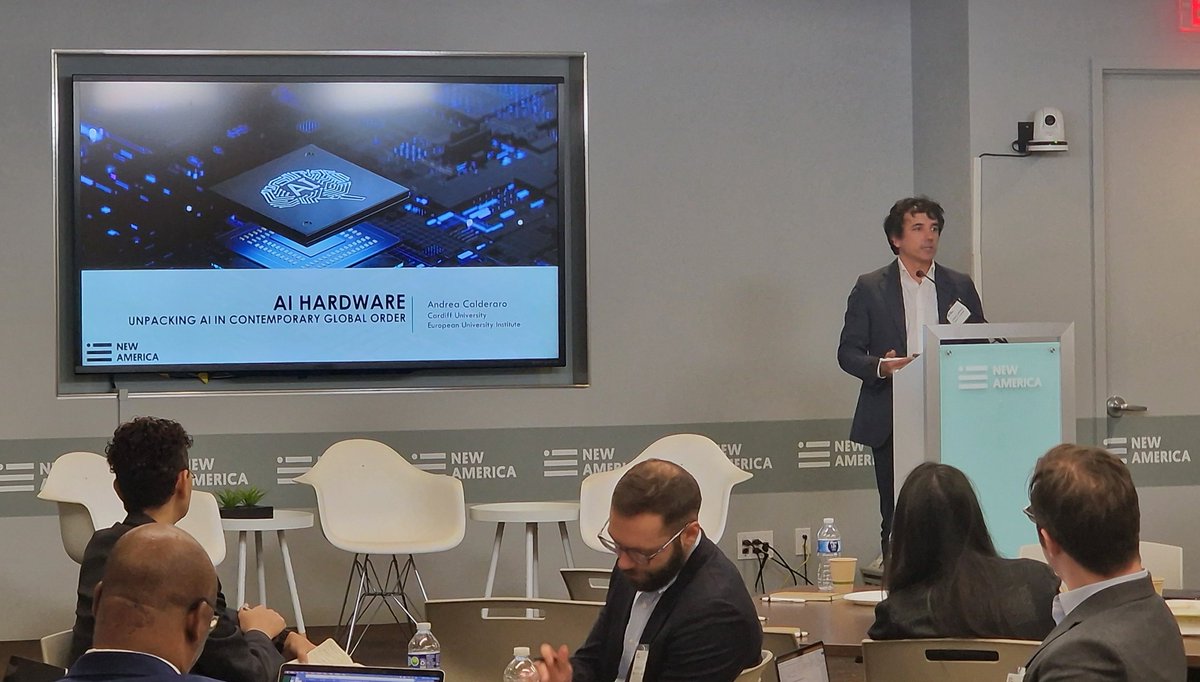 Andrea Calderaro (@andreacalderaro) on Twitter photo Great to be back at the <a href="/NewAmerica/">New America</a> delivering a talk on 'AI Hardware & Global Order' at the 2nd Digital Futures Symposium addressing 'Sovereignty and Agency in the Age of #AI'. Thanks to <a href="/GordonLaForge/">Gordon LaForge</a> <a href="/CandaceRondeaux/">Candace Rondeaux</a> <a href="/SlaughterAM/">Anne-Marie Slaughter🇺🇦</a> for the invite newamerica.org/planetary-poli… Great to be back at the <a href="/NewAmerica/">New America</a> delivering a talk on 'AI Hardware & Global Order' at the 2nd Digital Futures Symposium addressing 'Sovereignty and Agency in the Age of #AI'. Thanks to <a href="/GordonLaForge/">Gordon LaForge</a> <a href="/CandaceRondeaux/">Candace Rondeaux</a> <a href="/SlaughterAM/">Anne-Marie Slaughter🇺🇦</a> for the invite newamerica.org/planetary-poli…