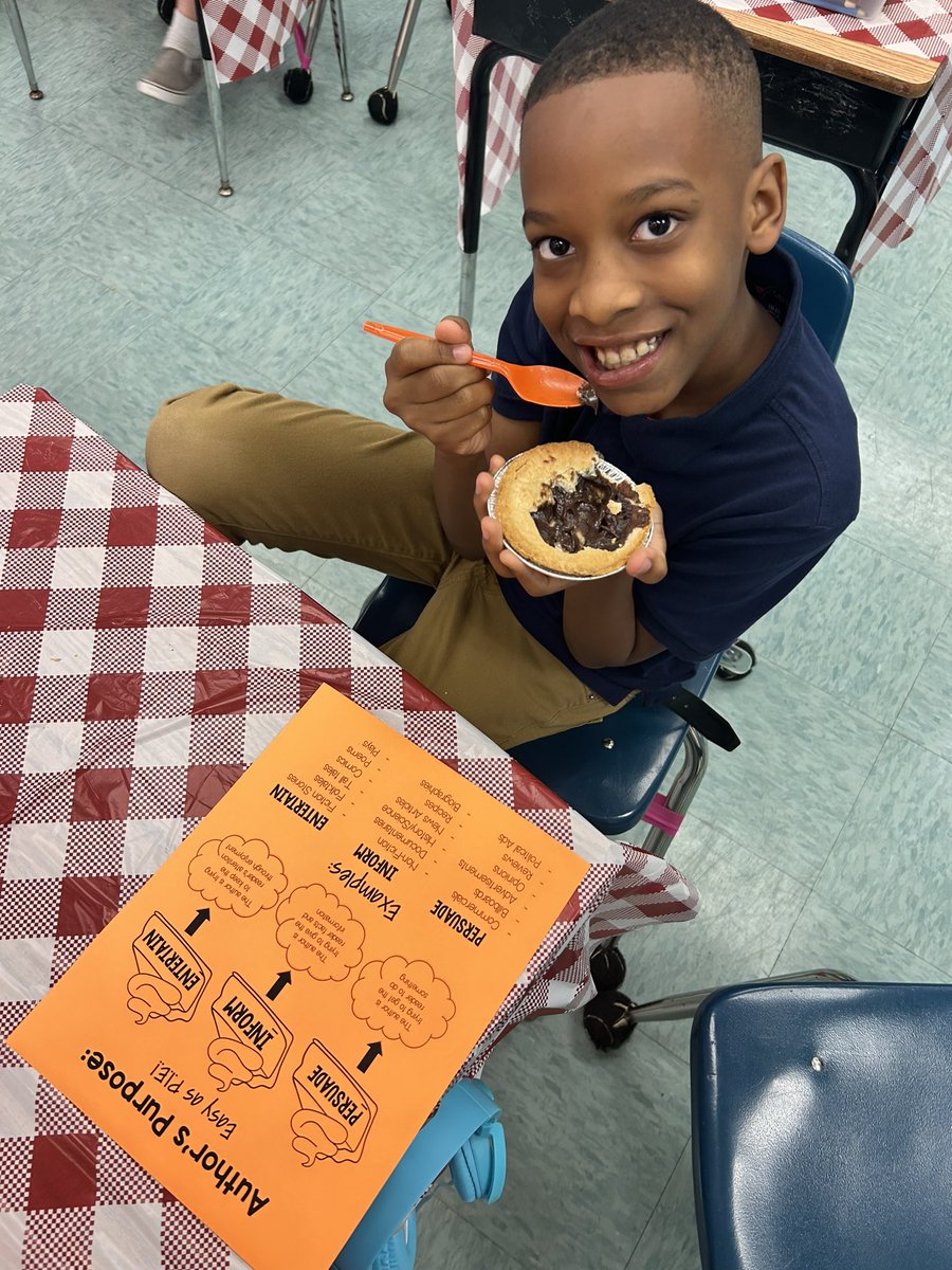 RedlandEl's tweet image. Ms. Brenda’s ASD group had a blast learning about Author’s Purpose with the PIE acronym—Persuade, Inform, Entertain—and enjoyed a sweet treat while practicing the standard! 📚 🥧#LearningIsSweet #AuthorsPurpose #YourBestChoiceMDCPS @MDCPSSouth @suptdotres @MDCPS_ELA