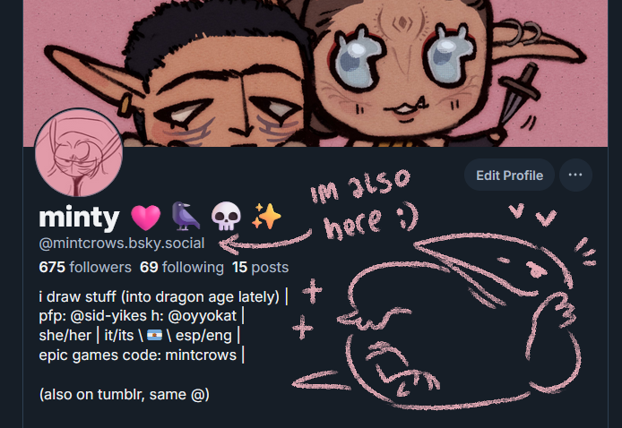 mintcrows's tweet image. im minty! i play games and i like birds and the color pink 

✨ mintcrows.tumblr.com
✨ ko-fi.com/mintcrows