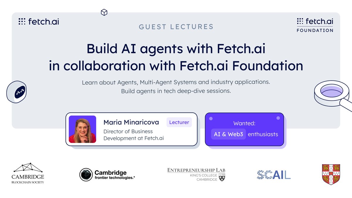 Fetch.ai (@fetch_ai) on Twitter photo 🎓 Tomorrow: Learn to Build AI Agents with <a href="/Fetch_ai/">Fetch.ai</a>
On 22nd November, join <a href="/MariaMinaricova/">Maria Minaricova</a>, Director of Business Development at <a href="/Fetch_ai/">Fetch.ai</a>, for an engaging guest lecture in collaboration with <a href="/KingsELab/">King’s Entrepreneurship Lab</a> & Cambridge Frontier Technologies Laboratory and SCAIL, University of 🎓 Tomorrow: Learn to Build AI Agents with <a href="/Fetch_ai/">Fetch.ai</a>
On 22nd November, join <a href="/MariaMinaricova/">Maria Minaricova</a>, Director of Business Development at <a href="/Fetch_ai/">Fetch.ai</a>, for an engaging guest lecture in collaboration with <a href="/KingsELab/">King’s Entrepreneurship Lab</a> & Cambridge Frontier Technologies Laboratory and SCAIL, University of