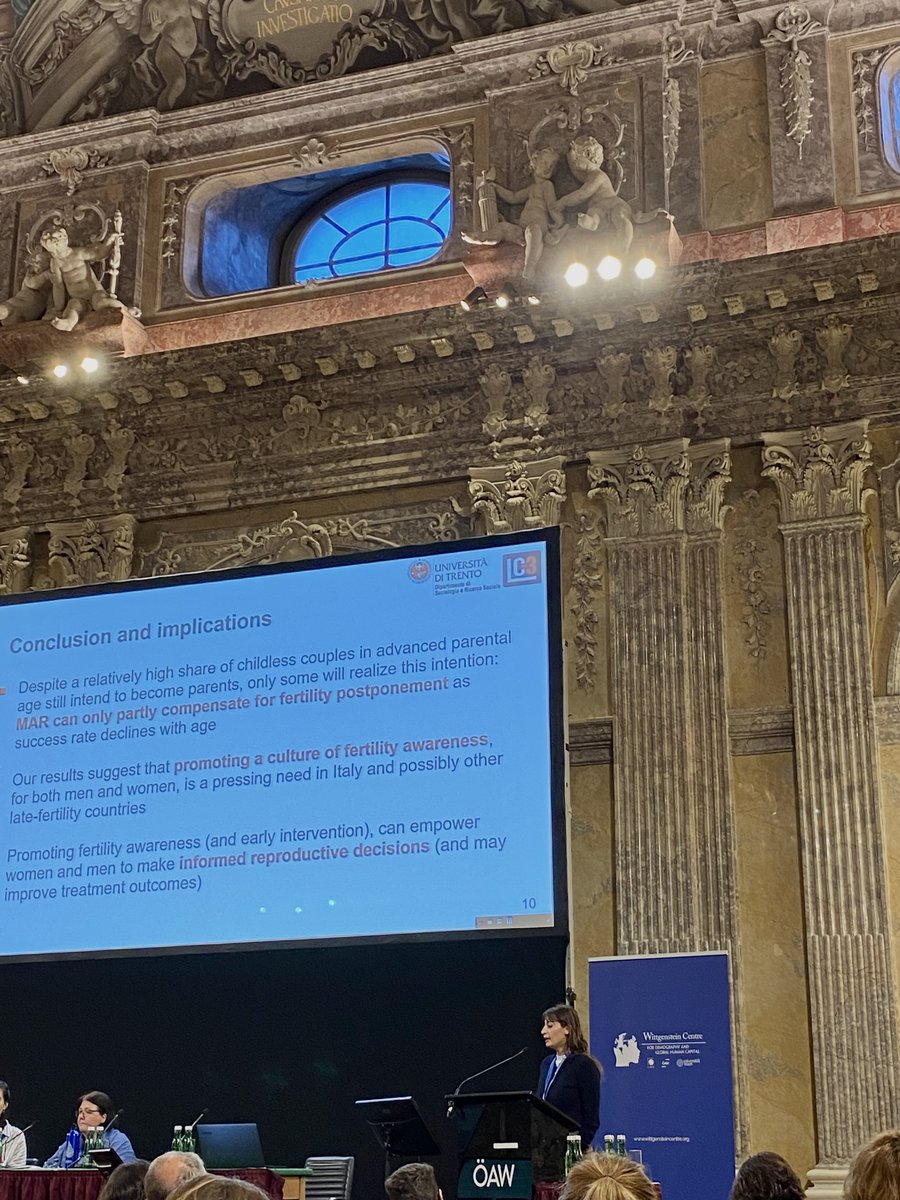 And another flash talk by @rebecca_soldo on 'Childless couples in advanced parental age and their fertility intentions' in Italy. #latefert