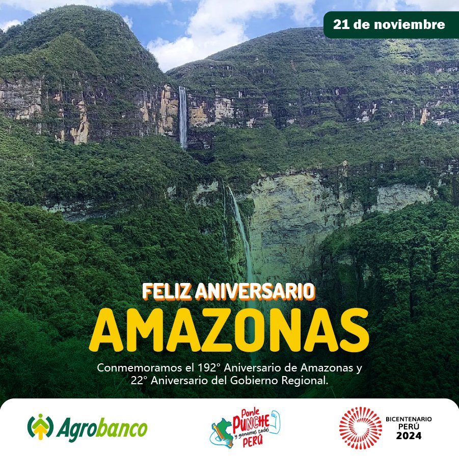 🎉 ¡Feliz 192° aniversario Amazonas!

Celebramos a una región llena de historia, cultura y riqueza natural. Desde Agrobanco, reafirmamos nuestro compromiso de apoyar a los pequeños productores amazónicos que con su esfuerzo diario cultivan el progreso de nuestro país. 💚