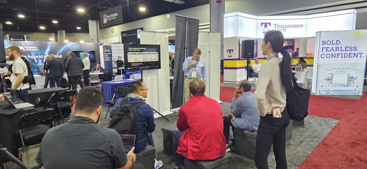 mvapich's tweet image. Over the past week at #SC24 we&apos;ve had many amazing talks. Here&apos;s one of the highlights featuring John Cazes and Amit Ruehla from @TACC back on Tuesday at the OSU booth!!

#HPC #mvapich #Supercomputing24