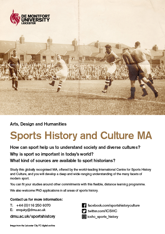Interested in the history of sport? Considering postgraduate study? Want a distance-learning course that is flexible and offers full and part-time study routes? Our MA Sports History and Culture could be for you!
<a href="/ICSHC/">ICSHC</a> <a href="/dmuleicester/">dmuleicester</a> dmu.ac.uk/study/courses/…