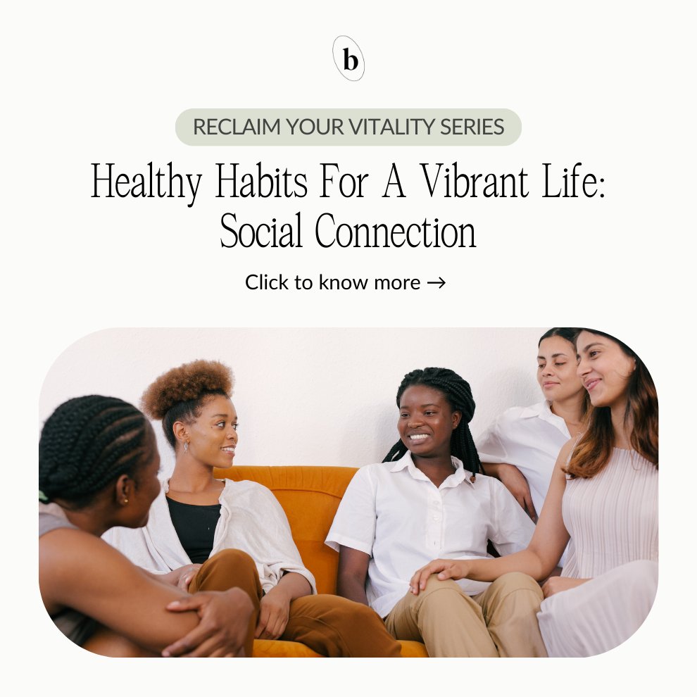 Reclaim Your Vitality Series 🌸 Week 3: Social Connection!
1️⃣ Weekly Social Interactions: Reduce stress and boost mood.
2️⃣ Join a Support Group: Build resilience and find belonging.
Stay tuned for Week 4! 💖 #ReclaimYourVitality #WomenWellness #HealthyHabits (1/3)