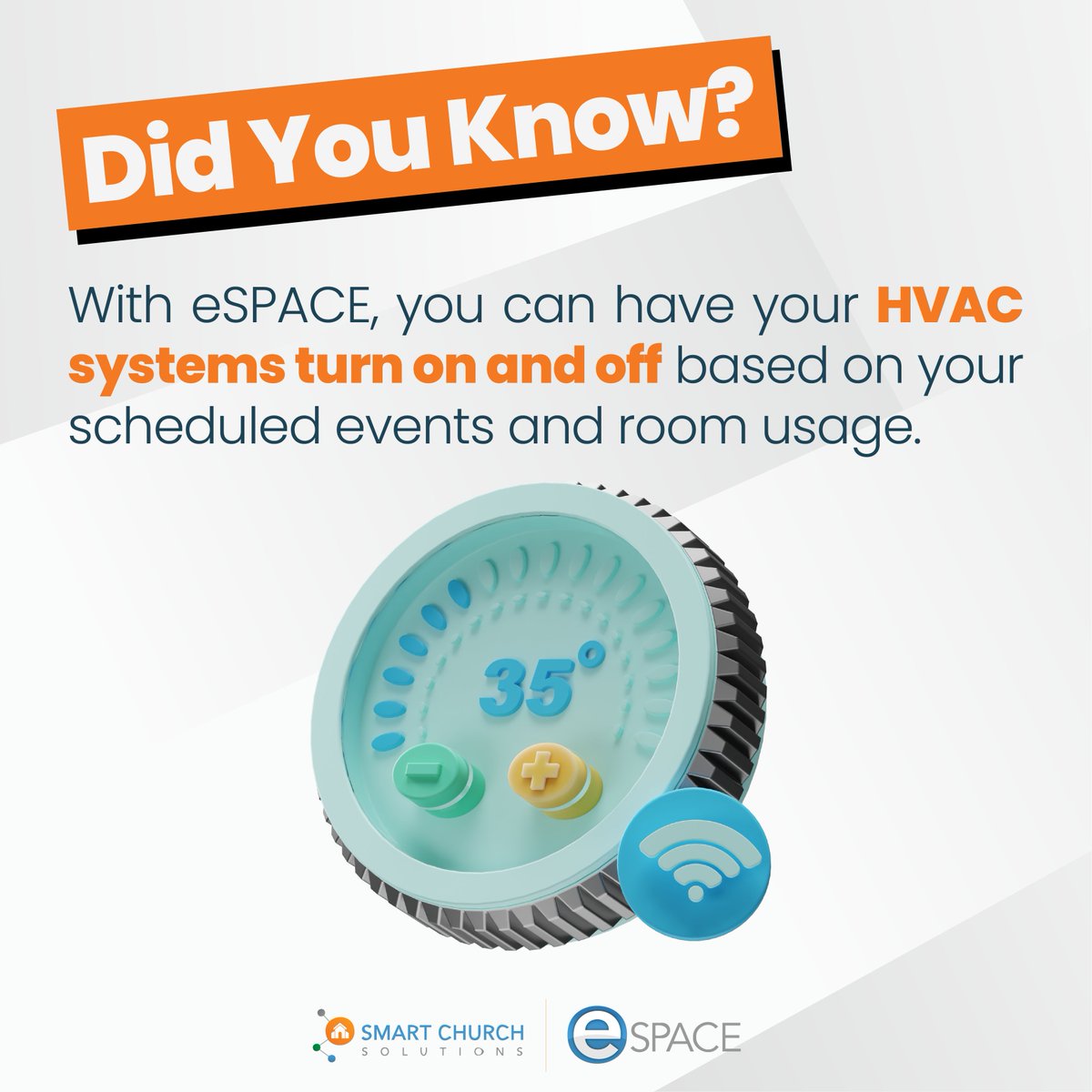 With eSPACE you can automate your HVAC to match your event schedule, saving you countless man-hours and reducing energy costs.

Wondering how we can help you out? Reach out now! smartchurchsolutions.com/learn-more