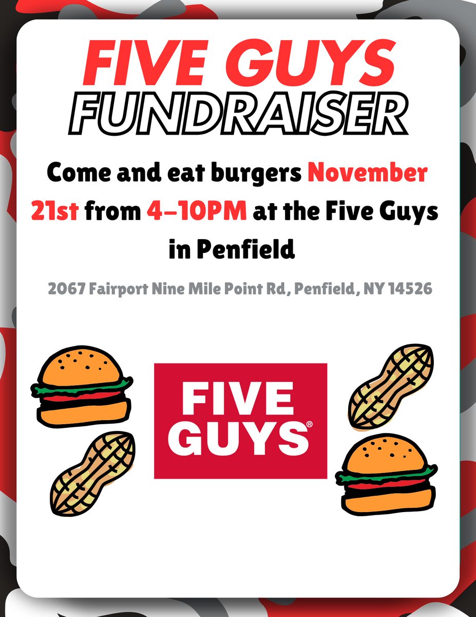 Come out and help support the team. Join us for burgers and fries today and help support the team! #penfieldcsd
