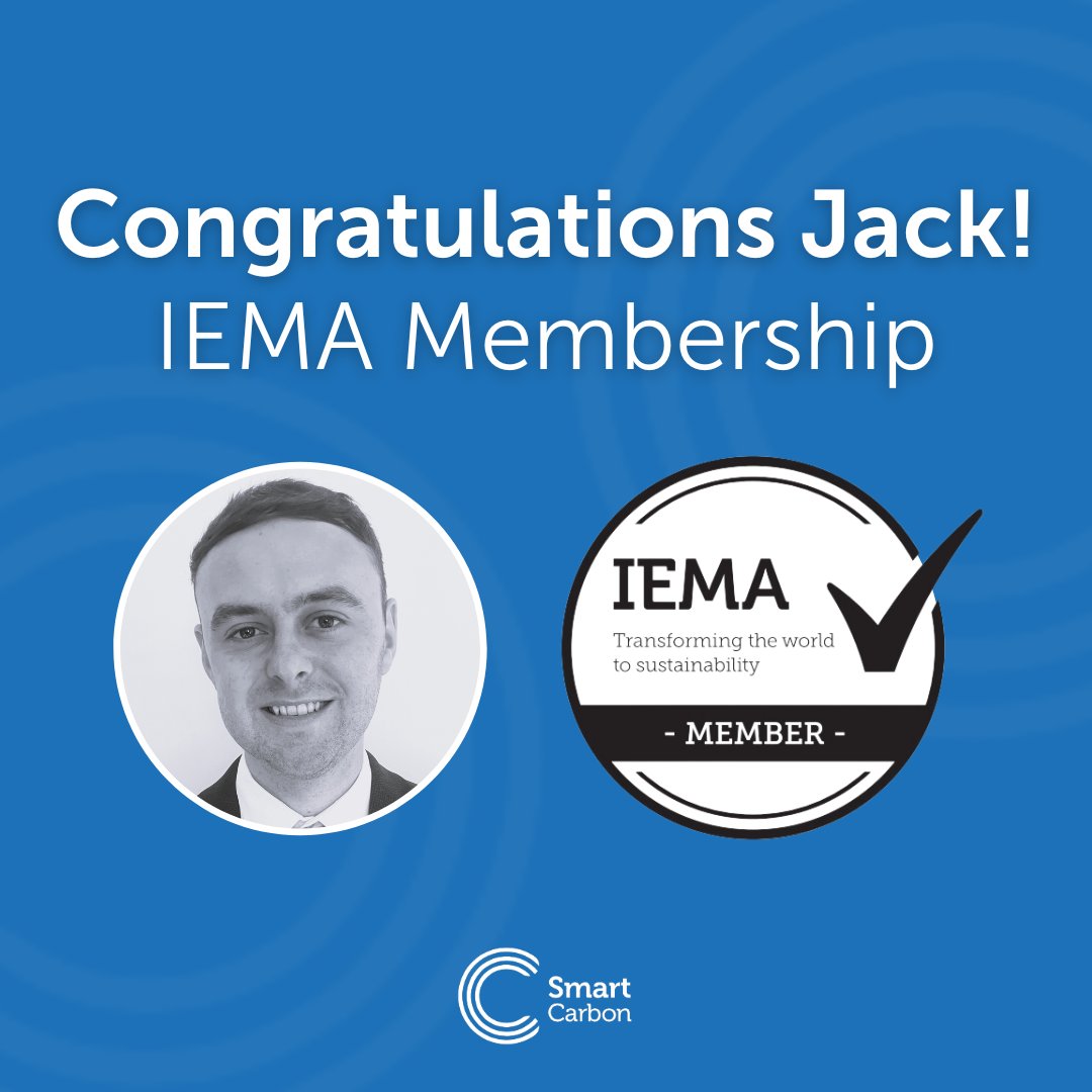 We’re thrilled to share that SmartCarbon Consultant, Jack Spence, recently earned his IEMA Membership! 🎉

This certification reflects Jack's dedication to professional growth and adds to his impressive list of qualifications as helps our clients navigate their Net Zero journey.