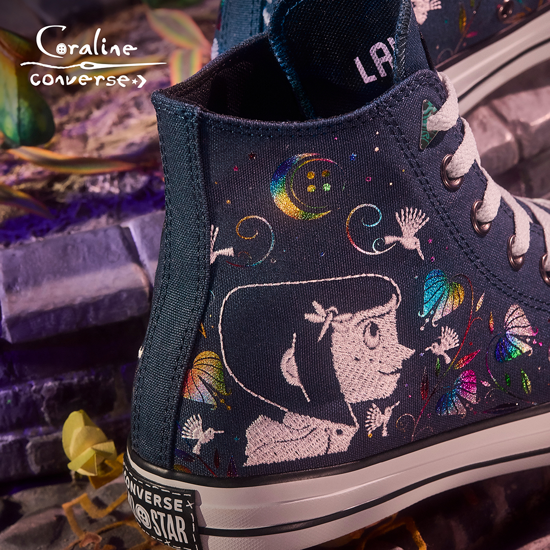 Converse x Coraline: step into the “Other World” of the beloved LAIKA film with film-inspired materials, magically haunting graphics and unique details. Coraline chucks available now at Journeys.

#converse #coraline #journeysshoes