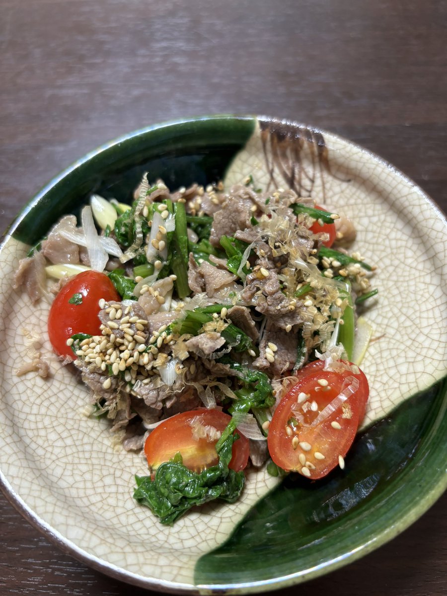 半額になってた春菊と牛肉👌