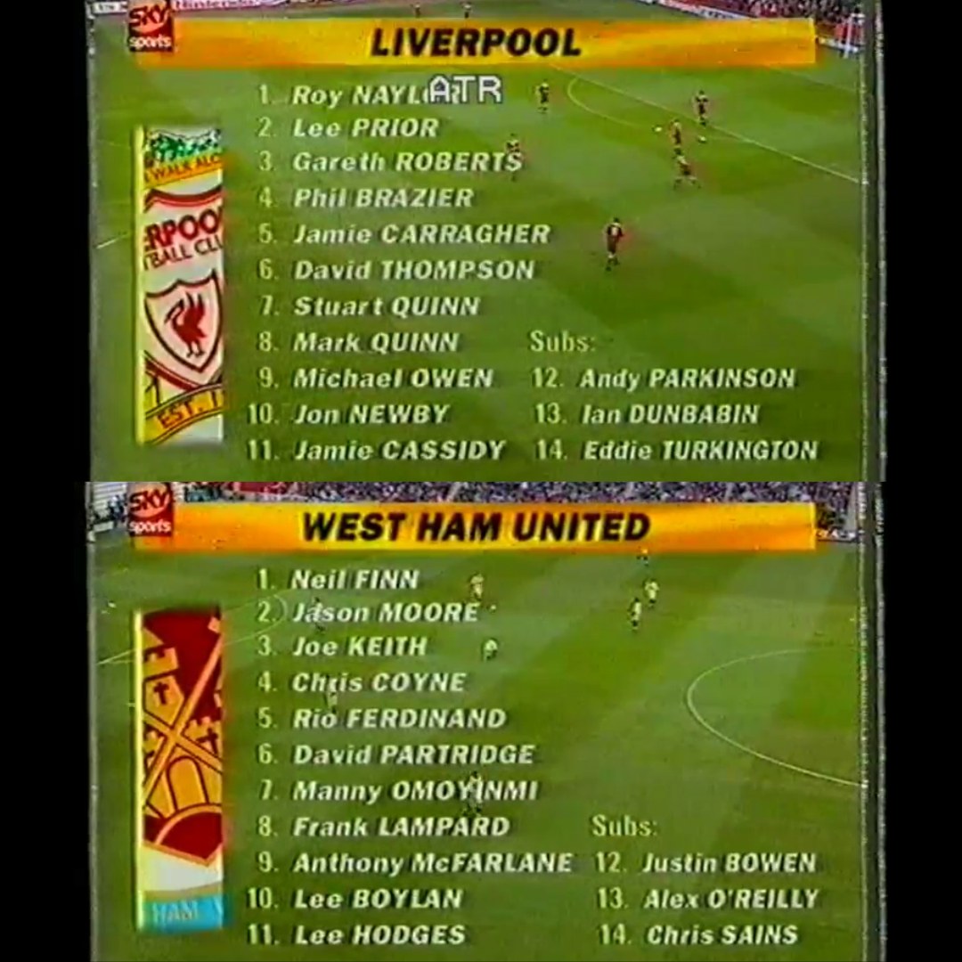 Sportz_Bio's tweet photo. 1996 FA Youth Cup Final: Liverpool's young stars Michael Owen and Jamie Carragher took on West Ham's academy legends Rio Ferdinand and Frank Lampard. A clash of future icons that gave a glimpse of greatness to come. ⚽🔥 #LFC #WHUFC #FAYouthCup" https://t.co/9tjfNopXcX