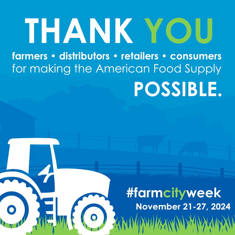 Happy Farm City Week! As a dairy farmer and rancher, I am thankful for the entire supply chain, all the way to the end consumer. Your partnerships provide my family with a rewarding way of life