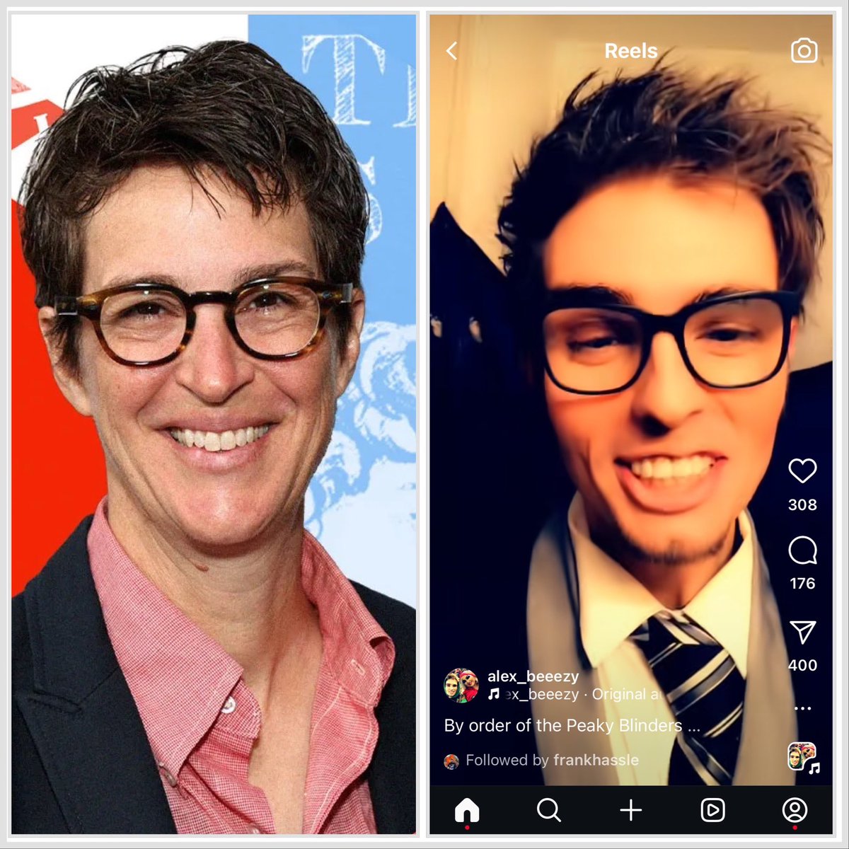 BrawndoDrink's tweet photo. Tell me Alex isn't a spitting image of Rachael Maddow.. #fishtankdotlive #fishtanklive #wildrandy https://t.co/xJmeCBgkFx