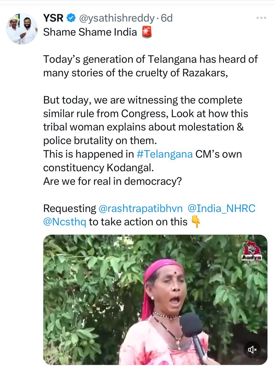 YSR (@ysathishreddy) on Twitter photo Thank you <a href="/India_NHRC/">NHRC India</a> 🙏
Although this is just a beginning, we’ll ensure to stand until everyone there gets justice
#Telangana #Tribe Thank you <a href="/India_NHRC/">NHRC India</a> 🙏
Although this is just a beginning, we’ll ensure to stand until everyone there gets justice
#Telangana #Tribe