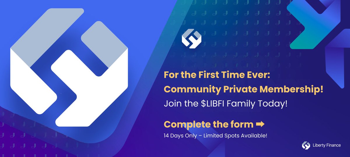 LibFi_ai's tweet image. 🚀 For the First Time Ever! We’re thrilled to launch our exclusive Community Private Membership, created to reward our early supporters and ensure a fair start for $LIBFI!

Becoming a member is simple-just carefully review the terms and complete the onboarding form to secure your…