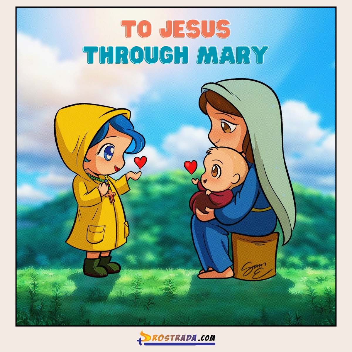 prostradacomics's tweet photo. 🥰 The FEAST OF THE PRESENTATION OF MARY is Nov. 21

📖 The origin of “To Jesus through Mary” is generally attributed to Louis Grignion de Montfort in his True Devotion to the Blessed Virgin. 
#CatholicArt #Luce #LuceComic  #jubilee2025 #iubileum25 #jubileeyear @atornielli https://t.co/ygjCxBADwf