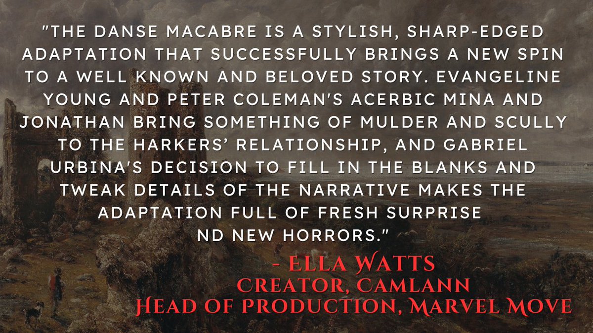 Have you heard the 1st ep of Dracula:TDM yet?  

If not, listen the phenomenal <a href="/GejWatts/">Ella is Leaving, Find Me Elsewhere!</a>, who calls it a "stylish, sharp-edged adaptation" and "full of fresh surprise and new horrors."  

Tune in. Episode 1, The Happiness You Bring, now available wherever podcasts are sold.