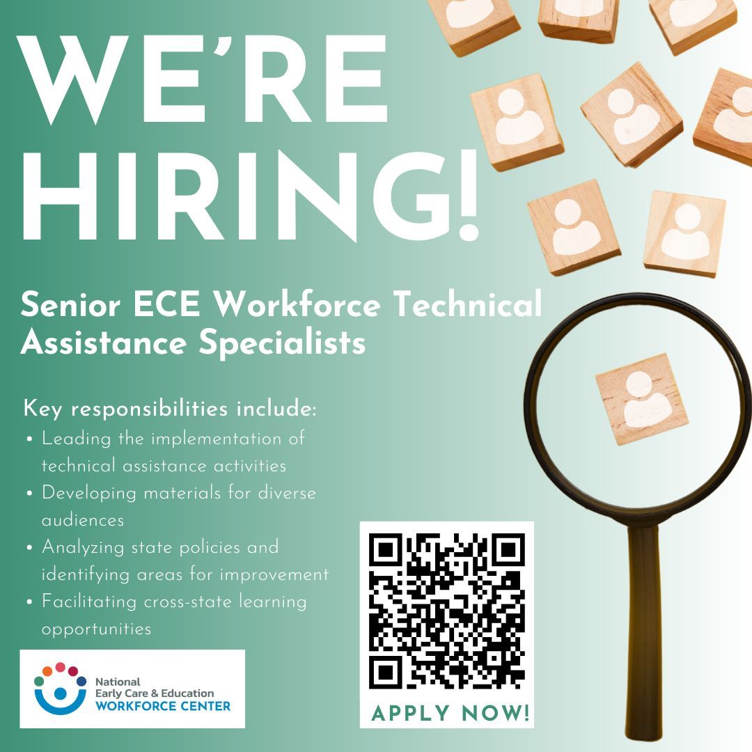 National Early Care and Education Workforce Center (@natecewkfcctr) on Twitter photo Join our team of passionate individuals supporting the #ECE workforce! We are #hiring Senior ECE Workforce Technical Assistance Specialists who will be based at <a href="/ZEROTOTHREE/">ZERO TO THREE</a>. Apply: buff.ly/4hDx64G #WeWorkForECE Join our team of passionate individuals supporting the #ECE workforce! We are #hiring Senior ECE Workforce Technical Assistance Specialists who will be based at <a href="/ZEROTOTHREE/">ZERO TO THREE</a>. Apply: buff.ly/4hDx64G #WeWorkForECE