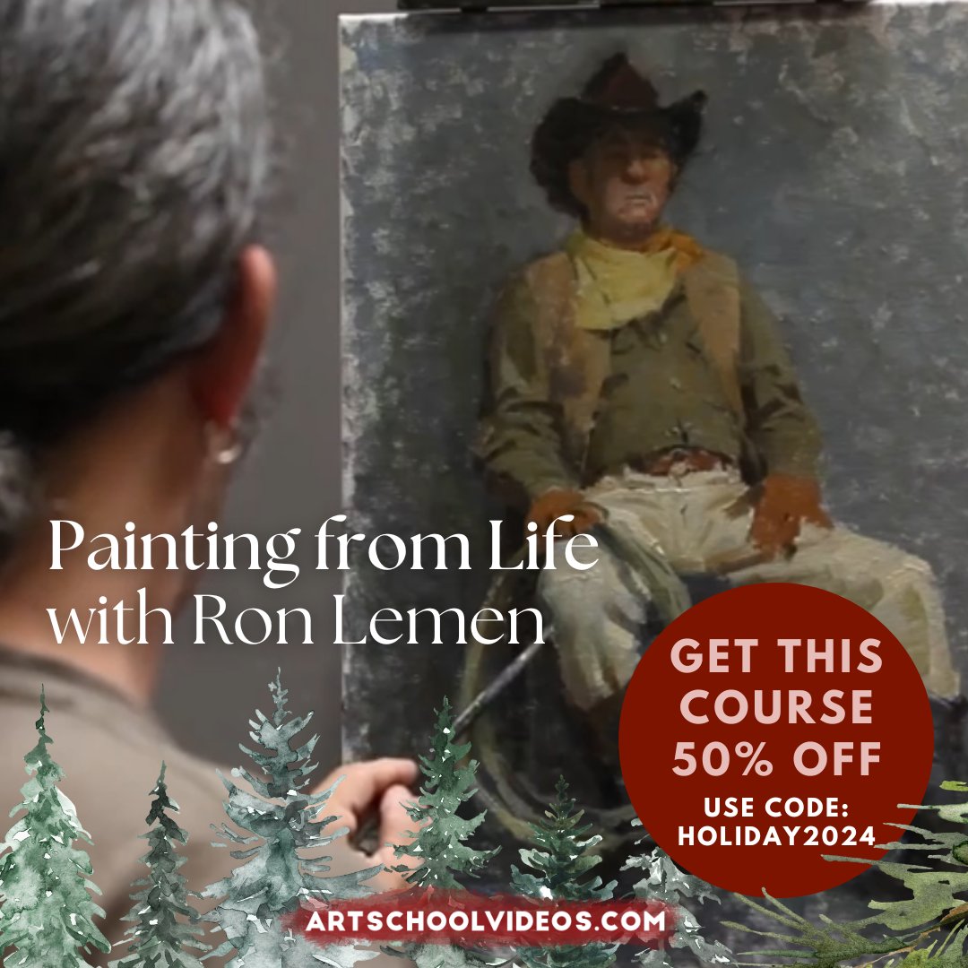 laafa's tweet image. ASV PRE-HOLIDAY SALE: Get 50% off SITE-WIDE on ArtSchoolVideos.com when you check out using code HOLIDAY2024. 
⁠
This week, we are featuring Painting from Life with master instructor Ron Lemen! Check our social media each week to see a new featured class! ⁠