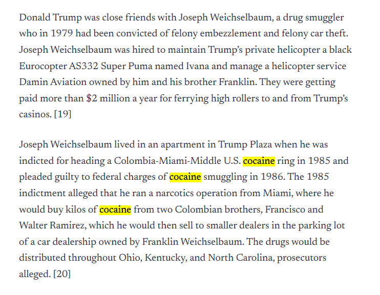 spookygraphs's tweet photo. Donald Trump, Trump air, and cocaine. How Trump trafficked cocaine across the US.
#spookyconnections

https://t.co/Ytx0tGBJBt https://t.co/WMyKil2Gw4