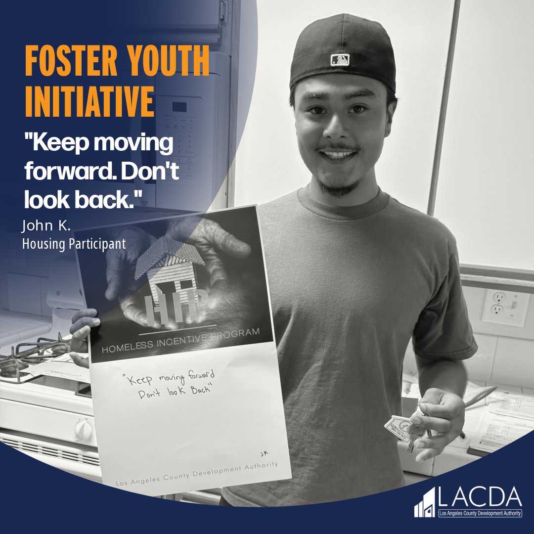 LACDevAuthority's tweet image. Grateful this season for a fresh start 🌟! After years in group homes, John finally has a place to call home 🏠, thanks to the #LACDA&apos;s Foster Youth Initiative Program. He&apos;s building his future by saving for a car and searching for a permanent job. Here&apos;s to new beginnings!