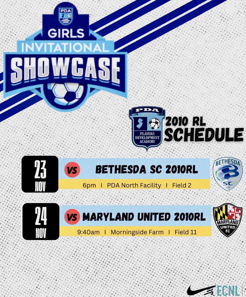Looking forward to our opening weekend matches &amp; the competitive challenges playing in the #ecnl will provide for our girls. 

<a href="/PdaSouth/">PDASouth</a> <a href="/PDAGirlsSoccer/">PDA</a> #2010RL #conferencecup #invitationalshowcase