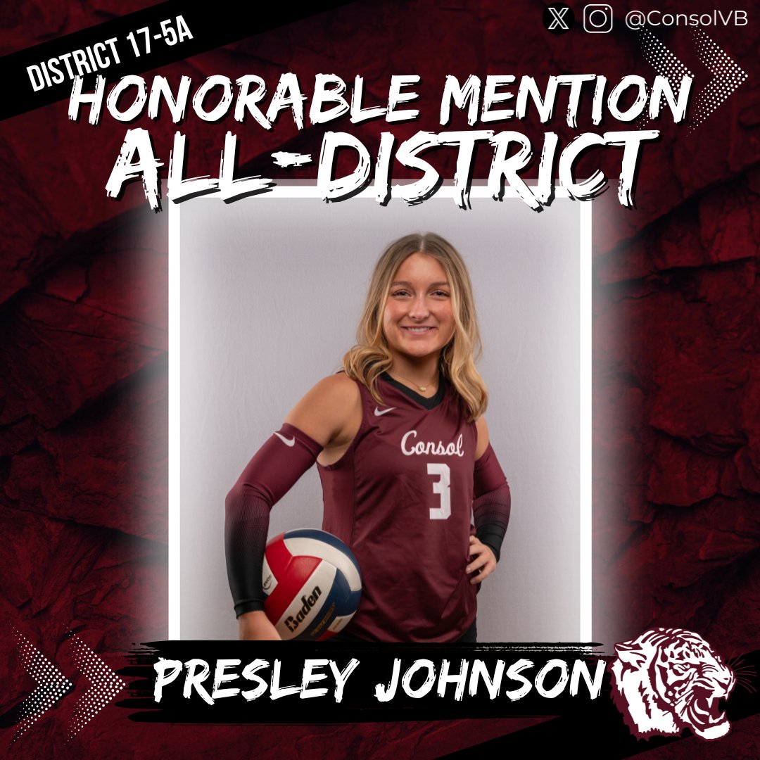 ConsolVB's tweet image. 🚨Honorable Mention All-District🚨

Congrats to Julia DeWitt, Macie Downing, Presley Johnson and Reese Moore for earning Honorable Mention All-District Honors.

These 4 were integral parts of our team!

Congrats on an amazing season!

@ConsolHS @AMCHSTigerClub @CSISDAthletics