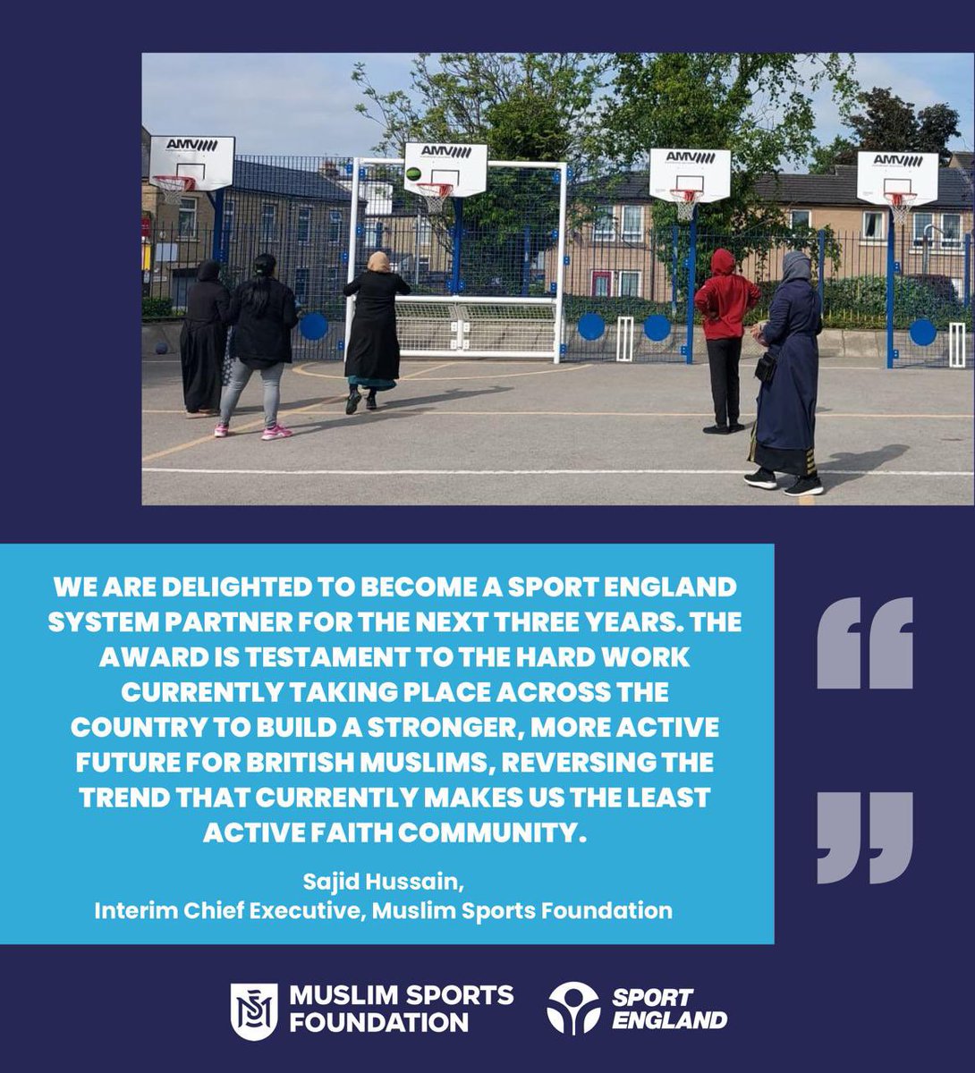 TheMSF_'s tweet photo. 💬 Hear from Interim Chief Executive Sajid Hussain and @Sport_England Phil Smith after today’s announcement that the Muslim Sports Foundation will become an official Sport England System Partner for 2024-2027

#MuslimSports #SportsEngland #UnitingTheMovement https://t.co/d7lHKntXWa