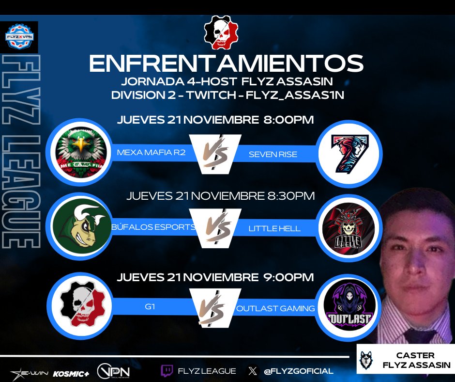 Flyz Esports Oficial🐺🇲🇽 (@flysgoficial) on Twitter photo Que no muera el grindeo
Continuamos con fase regular
En la 3ra temporada de
Flyz League Gears 🏆
Enfrentamientos- División 2
<a href="/iFxmusL1/">iFxmusL 1st/ BeerusGood</a> <a href="/ZeantM/">Zentry 🇵🇹🇨🇴</a>
<a href="/Alpha_gg_/">Alpha Esports</a> <a href="/vicius_Nation/">Vicius_Nation</a>
<a href="/NostalgiaGnesis/">𝐍𝐨𝐬𝐭𝐚𝐥𝐠𝐢𝐚</a> <a href="/zlS3RLz/">zlS3RLz</a>
<a href="/NoVaChaPs/">its_NoVa</a> <a href="/EsportsBufalos/">Esports Búfalos FCA</a>
<a href="/OutlastGamingNA/">Outlast</a> <a href="/Kryness8K/">Joseph</a> #littlehell
#Gears5 Que no muera el grindeo
Continuamos con fase regular
En la 3ra temporada de
Flyz League Gears 🏆
Enfrentamientos- División 2
<a href="/iFxmusL1/">iFxmusL 1st/ BeerusGood</a> <a href="/ZeantM/">Zentry 🇵🇹🇨🇴</a>
<a href="/Alpha_gg_/">Alpha Esports</a> <a href="/vicius_Nation/">Vicius_Nation</a>
<a href="/NostalgiaGnesis/">𝐍𝐨𝐬𝐭𝐚𝐥𝐠𝐢𝐚</a> <a href="/zlS3RLz/">zlS3RLz</a>
<a href="/NoVaChaPs/">its_NoVa</a> <a href="/EsportsBufalos/">Esports Búfalos FCA</a>
<a href="/OutlastGamingNA/">Outlast</a> <a href="/Kryness8K/">Joseph</a> #littlehell
#Gears5