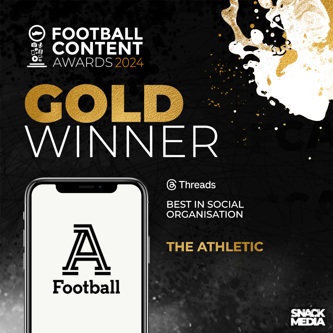 Football Content Awards (@the_fcas) on Twitter photo π₯β½οΈ The Best In Social - Organisation with Threads Gold Award goes to... The Athletic <a href="/TheAthleticFC/">The Athletic | Football</a>ππ π₯β½οΈ The Best In Social - Organisation with Threads Gold Award goes to... The Athletic <a href="/TheAthleticFC/">The Athletic | Football</a>ππ